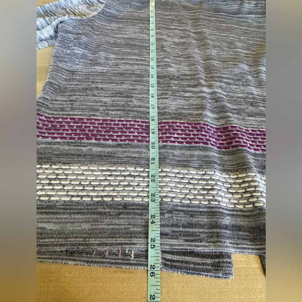 Ming Wang Women's Gray Cardigan with Purple and White Accents - Picture 9 of 10